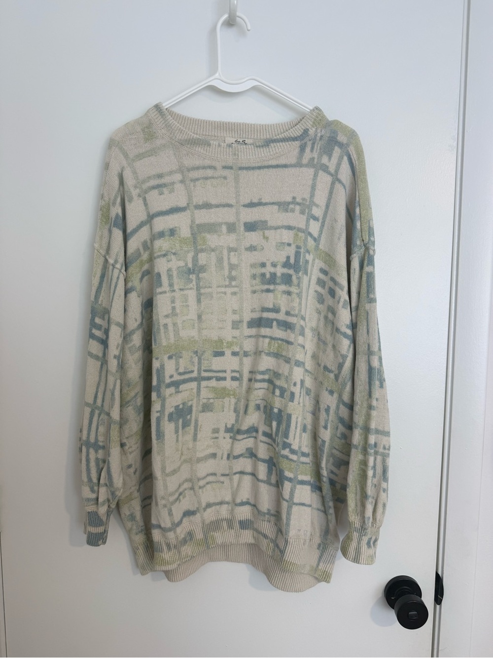 Free People We The Free Oversized Abstract Plaid Knit Sweater S